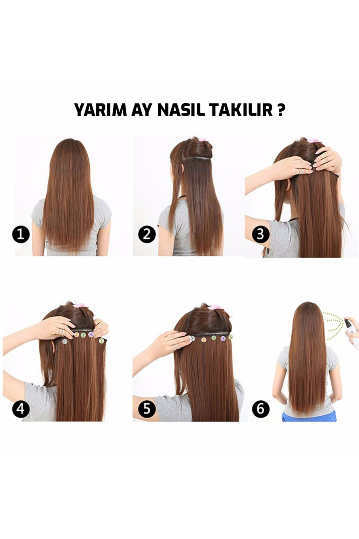 Siyah Gri Afro Dalgalı – 65cm 190 gr. FİBER SENTETİK Çıt Çıt – Renk No:89AF1 - Görsel 3