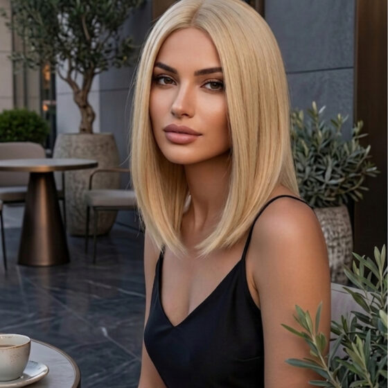 Kısa Bob Kesim Platin Peruk