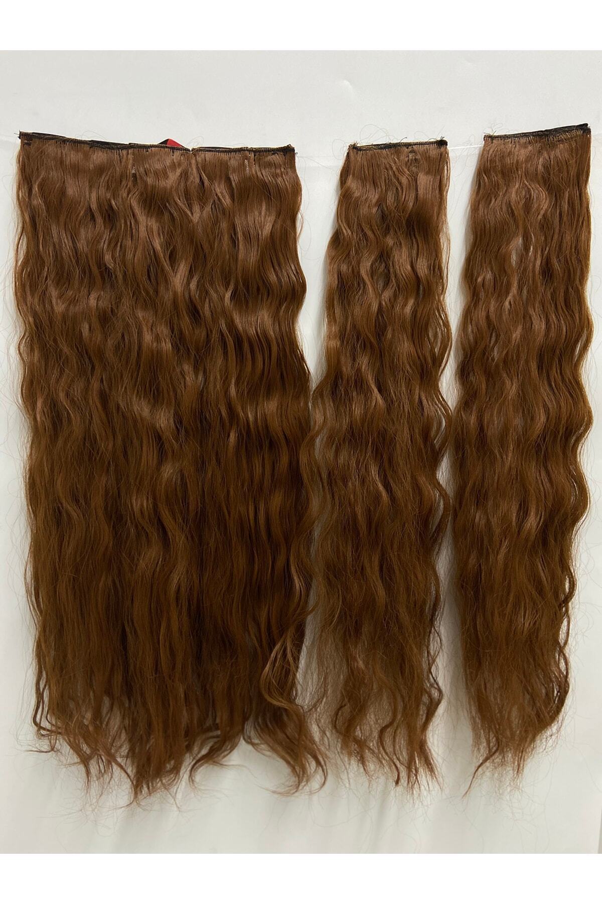 Kahverengi Afro Dalgalı Yarım Ay – 70cm 190 Gr. Fiber Sentetik Çıt Çıt – Renk No:30 - Görsel 2