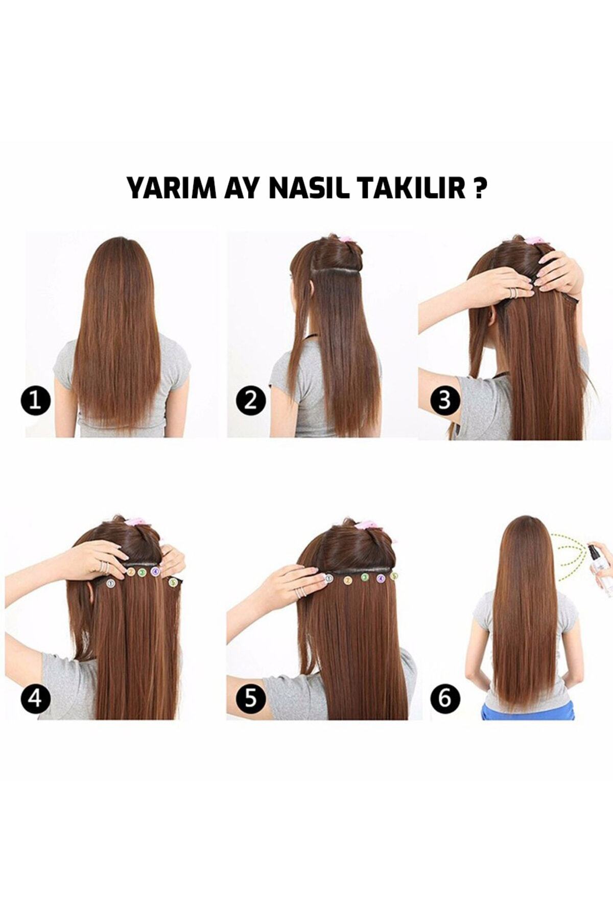 Kahverengi Afro Dalgalı Yarım Ay – 70cm 190 Gr. Fiber Sentetik Çıt Çıt – Renk No:30 - Görsel 3