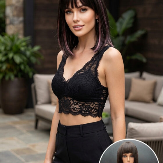 Exclusive Luxury Özel Üretim Kahverengi Lila Kısa Küt Kesim Peruk