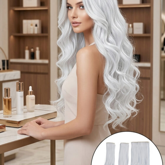 İnci Beyazı Yarım Ay çıt çıt – 80cm 240 Gr. Fiber Saç Çıt Çıt