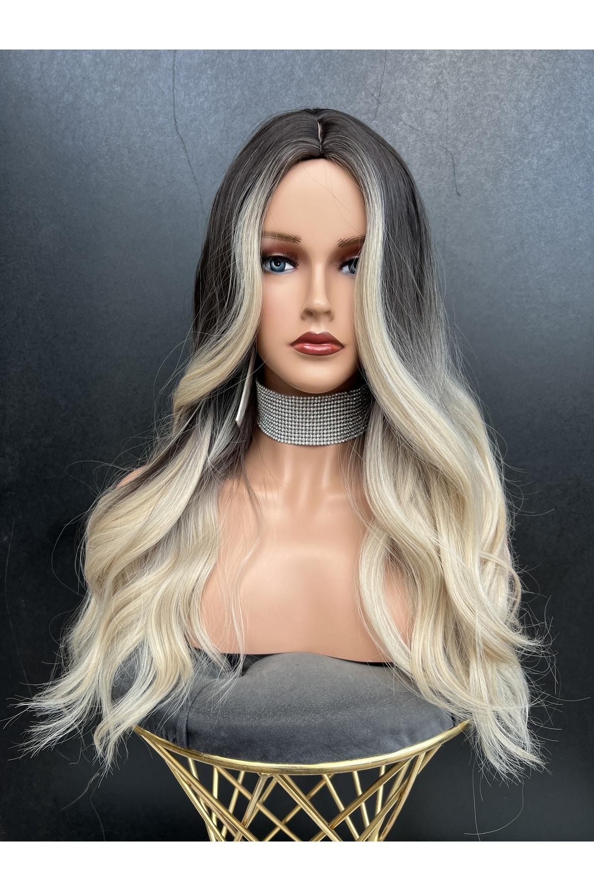 Exclusive Luxury Siyah Platin Ombreli Peruk - Görsel 4